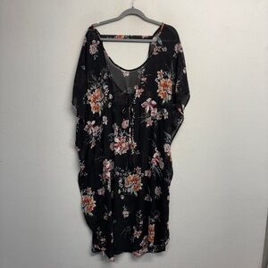 NWT Kohls Beach Scene Collection Swim Cover Up Dress Floral Black 1x